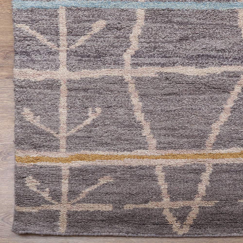 Hand Knotted Wool Area Rug Contemporary Brown N00906
