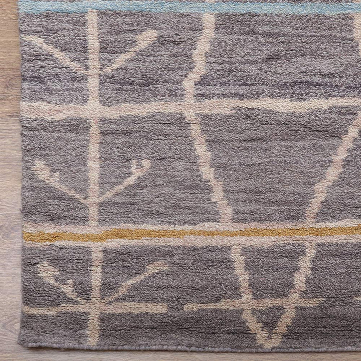 Hand Knotted Wool Area Rug Contemporary Brown N00906
