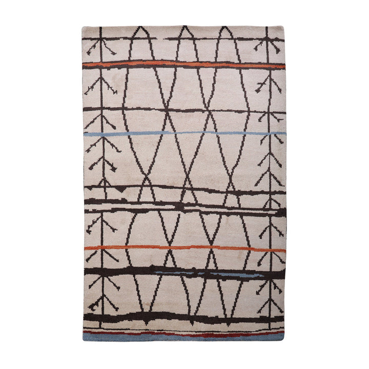 Hand Knotted Wool Area Rug Contemporary Brown N00906