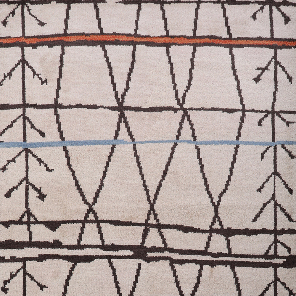 Hand Knotted Wool Area Rug Contemporary Brown N00906