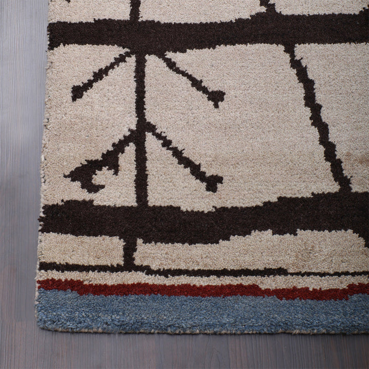Hand Knotted Wool Area Rug Contemporary Brown N00906