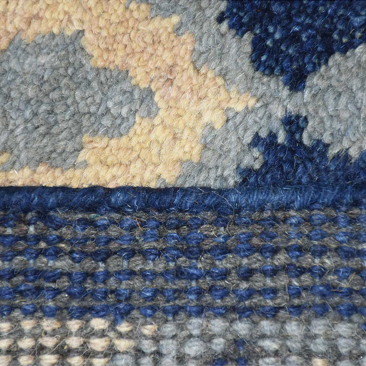 Hand Knotted Wool Area Rug Floral Blue N00908