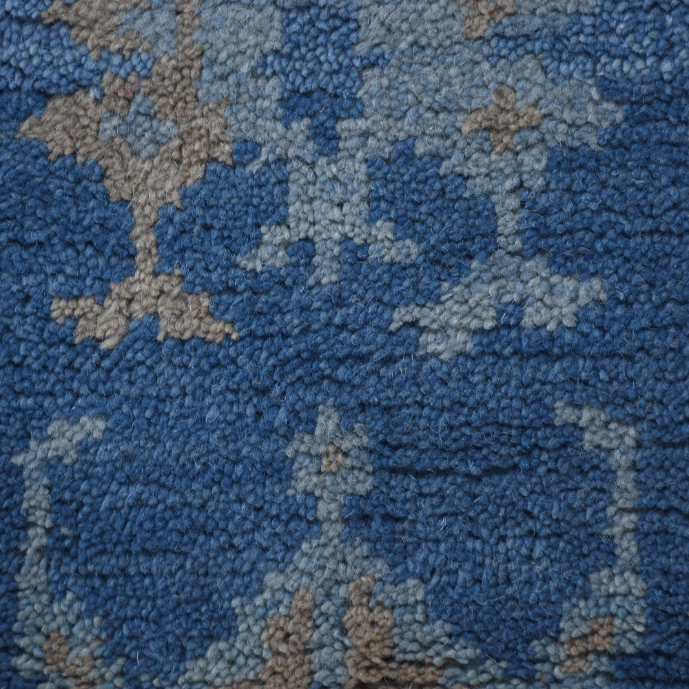 Hand Knotted Wool Area Rug Floral Blue N00908