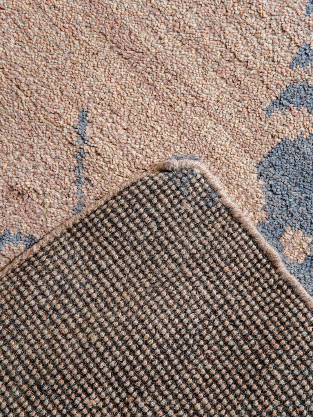 Hand Knotted Wool Area Rug Floral Beige N00913