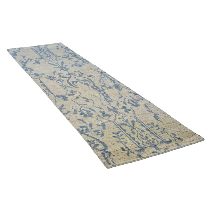 Hand Knotted Wool Area Rug Floral Beige N00913