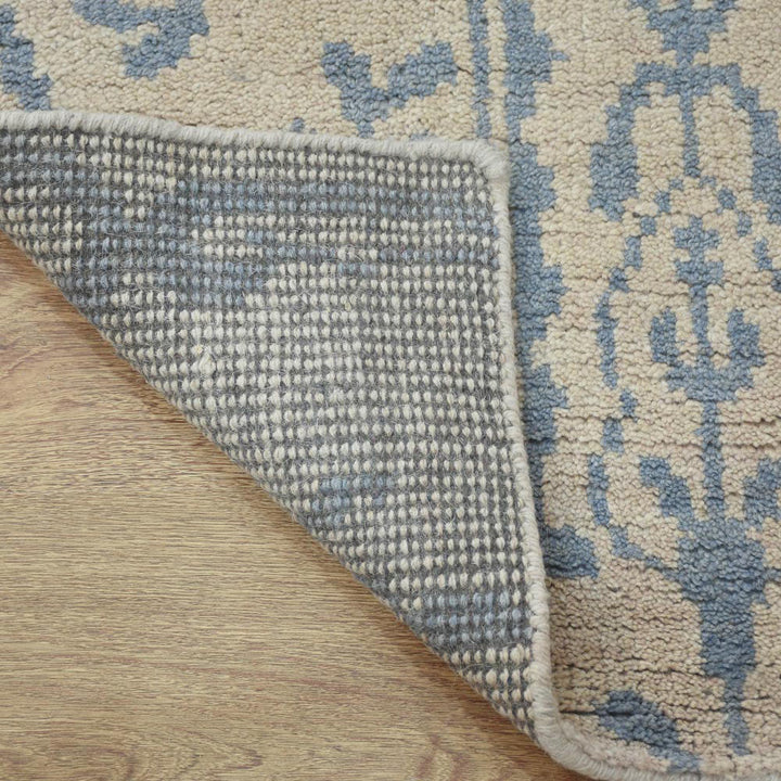 Hand Knotted Wool Area Rug Floral Beige N00913