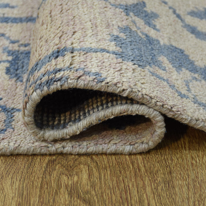 Hand Knotted Wool Area Rug Floral Beige N00913