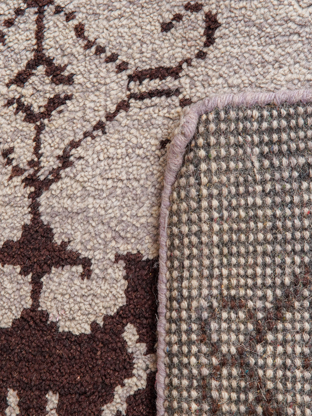 Hand Knotted Wool Area Rug Floral Brown N00921