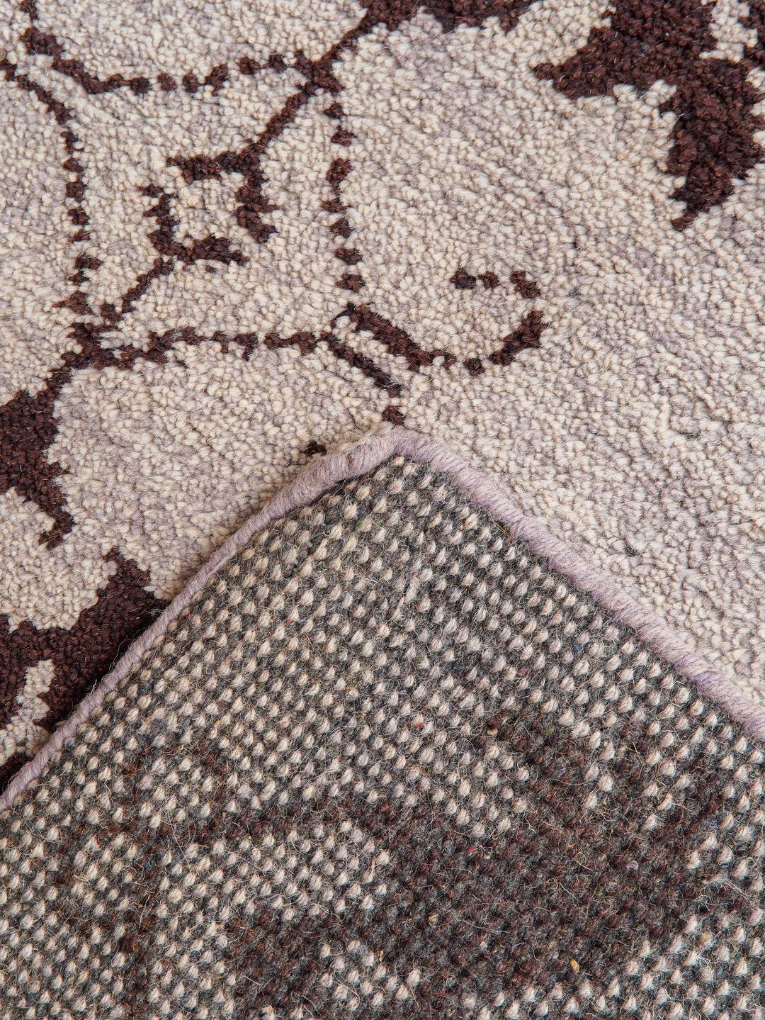 Hand Knotted Wool Area Rug Floral Brown N00921