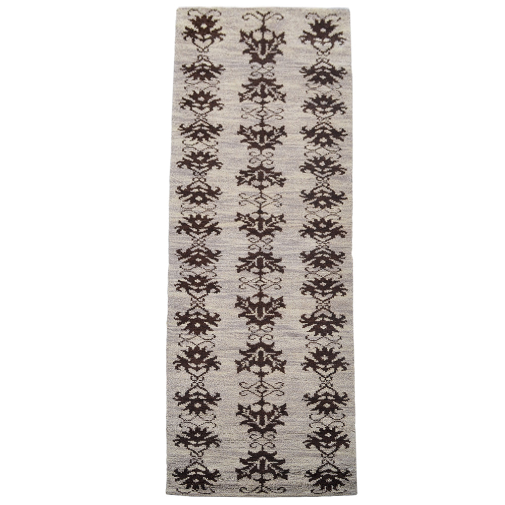 Hand Knotted Wool Area Rug Floral Brown N00921