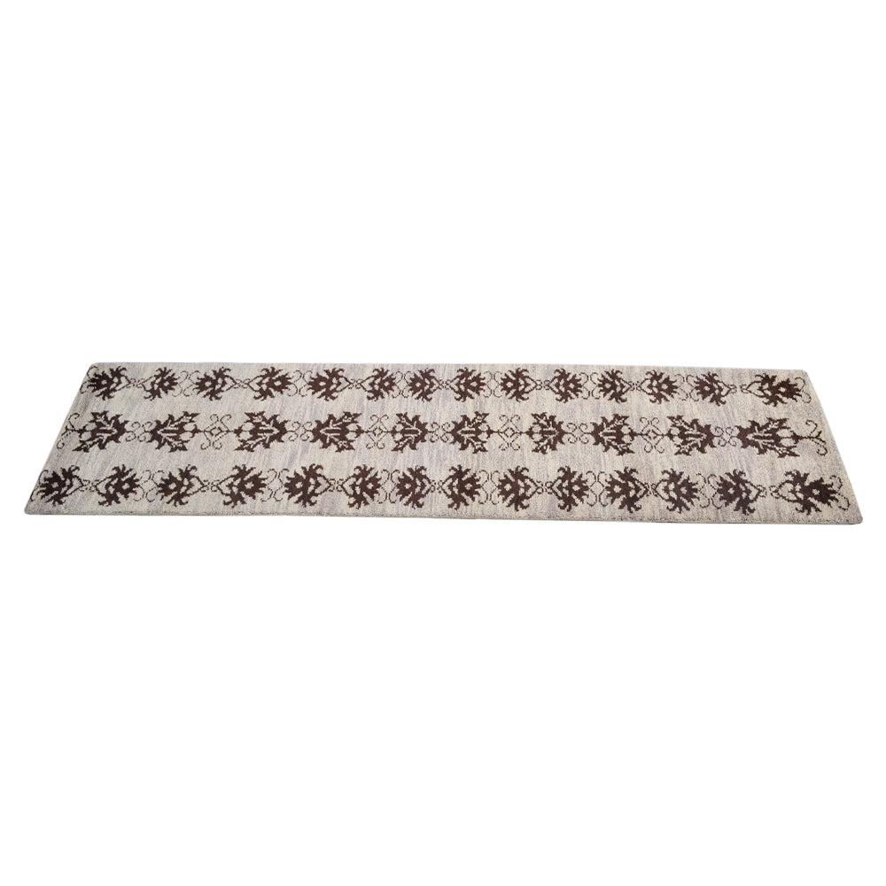 Hand Knotted Wool Area Rug Floral Brown N00921