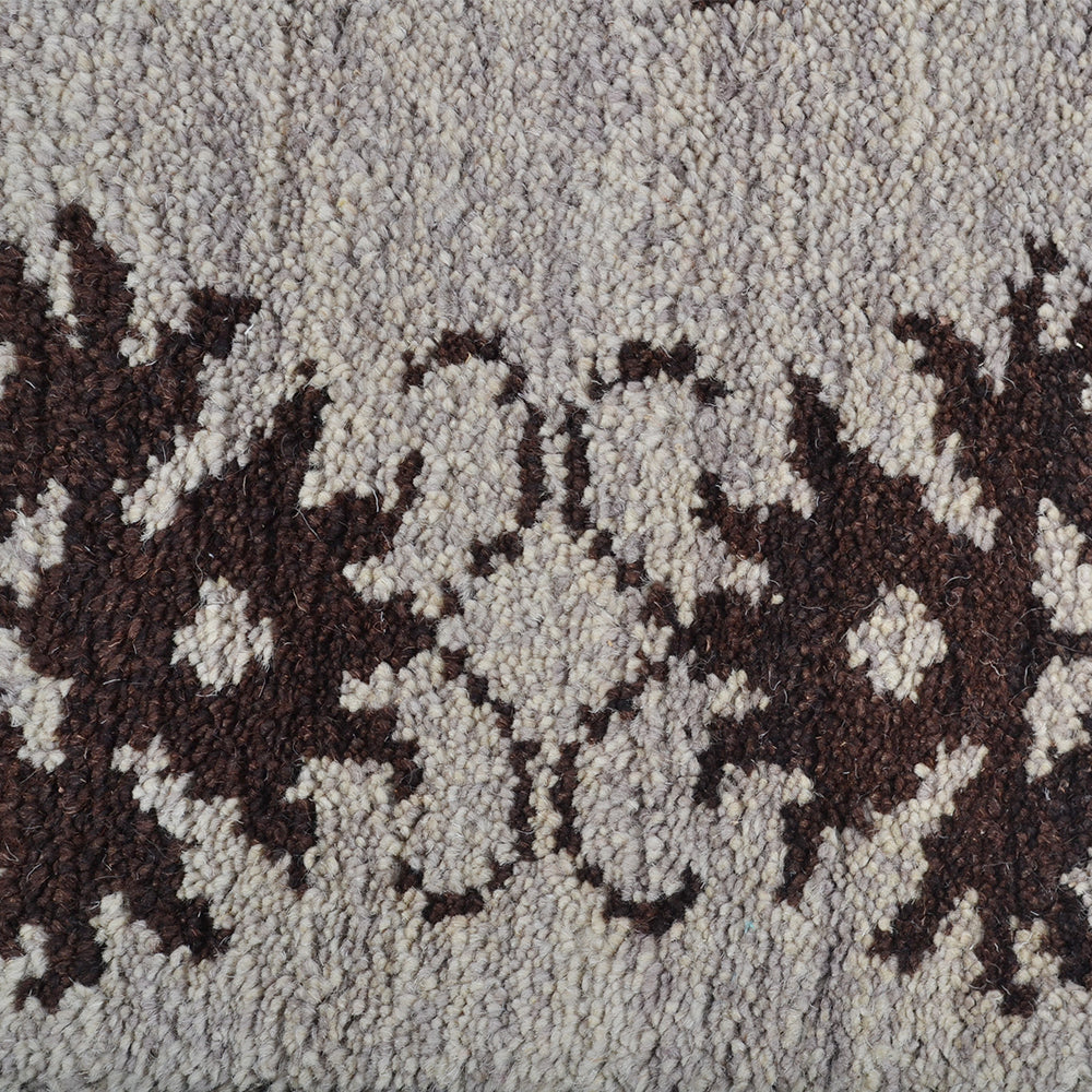 Hand Knotted Wool Area Rug Floral Brown N00921