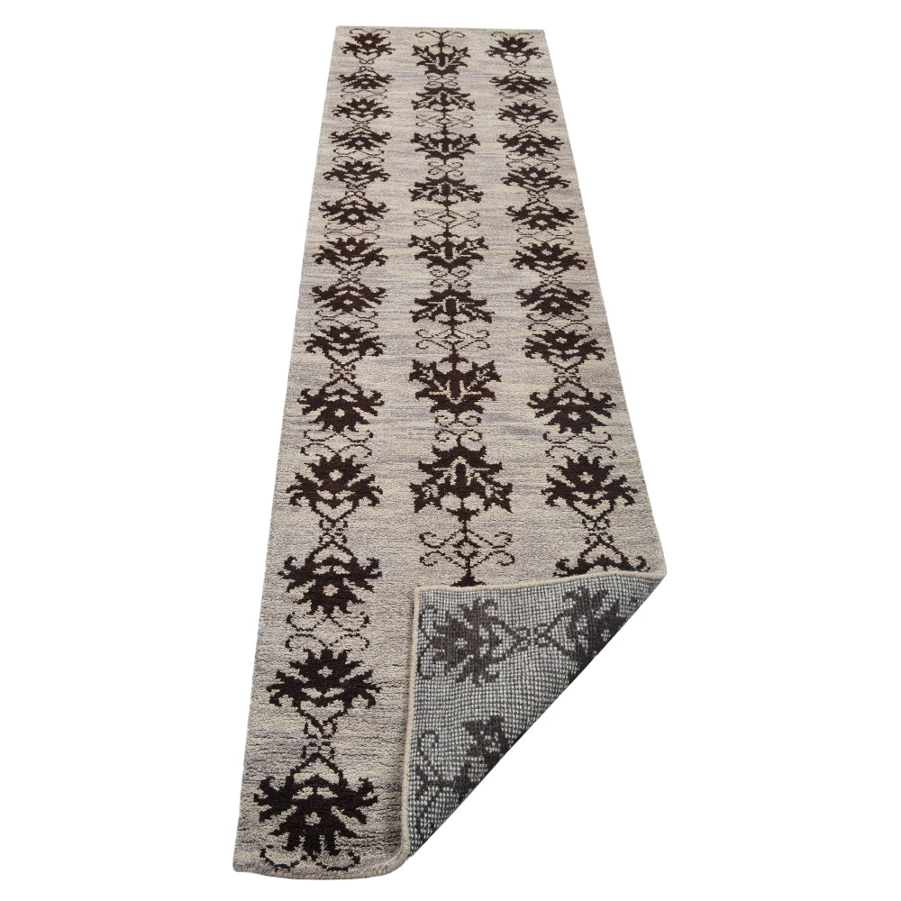 Hand Knotted Wool Area Rug Floral Brown N00921