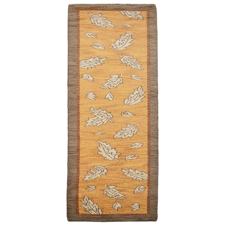 Hand Knotted Wool Area Rug Floral Gold Brown N00922