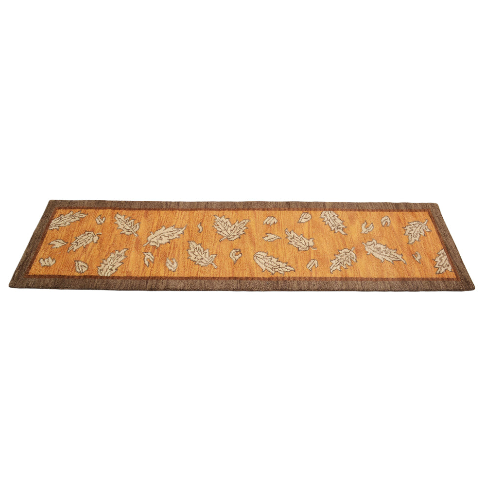 Hand Knotted Wool Area Rug Floral Gold Brown N00922