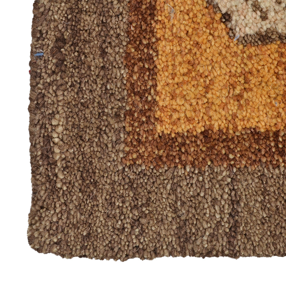 Hand Knotted Wool Area Rug Floral Gold Brown N00922