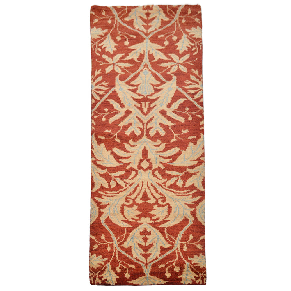 Hand Knotted Wool Area Rug Floral Red Gold N00925
