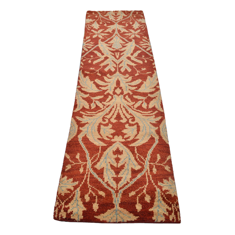 Hand Knotted Wool Area Rug Floral Red Gold N00925
