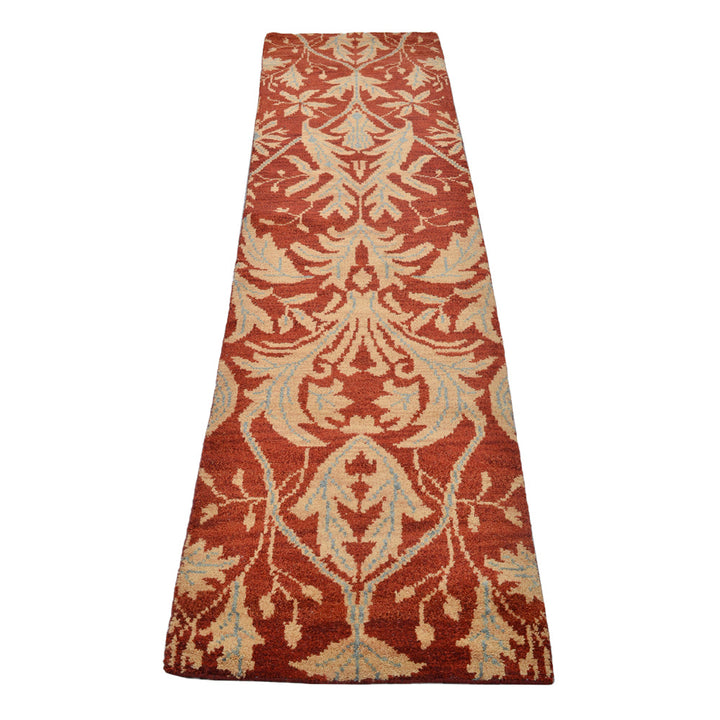 Hand Knotted Wool Area Rug Floral Red Gold N00925