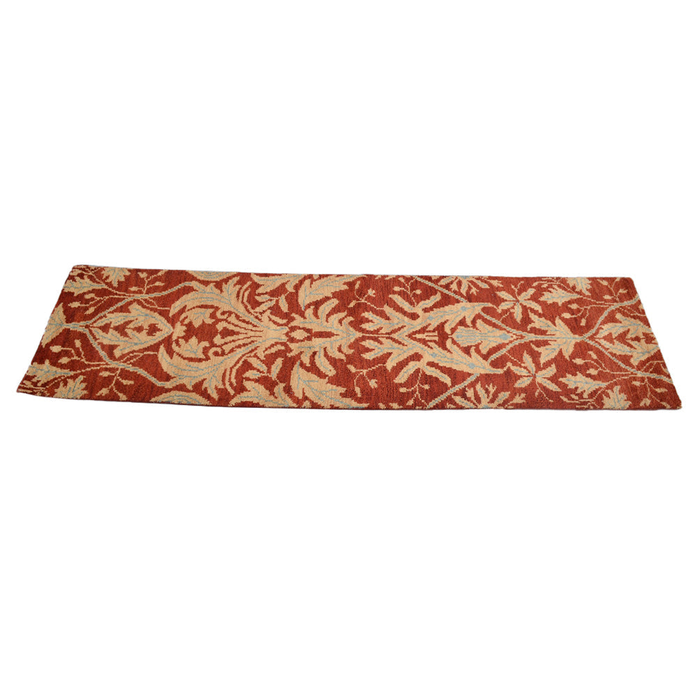 Hand Knotted Wool Area Rug Floral Red Gold N00925