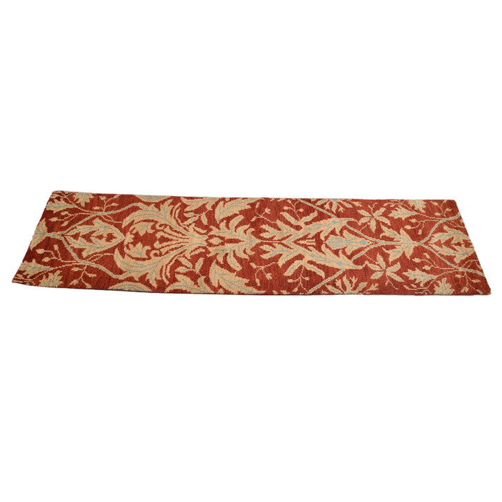 Hand Knotted Wool Area Rug Floral Red Gold N00925