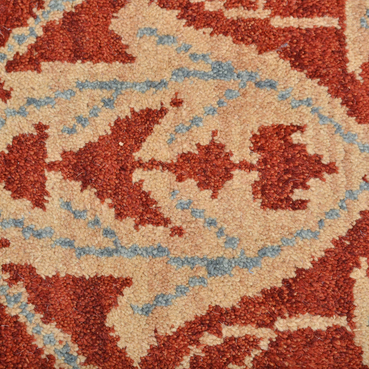 Hand Knotted Wool Area Rug Floral Red Gold N00925