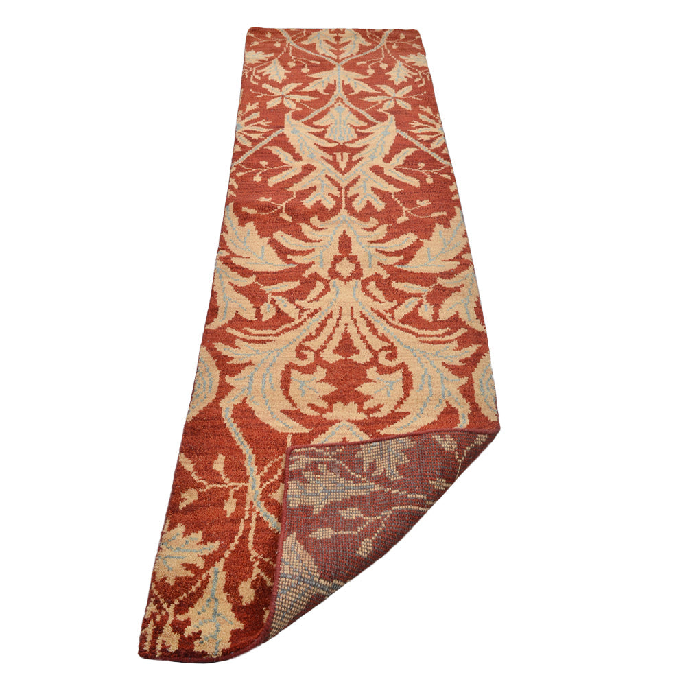 Hand Knotted Wool Area Rug Floral Red Gold N00925