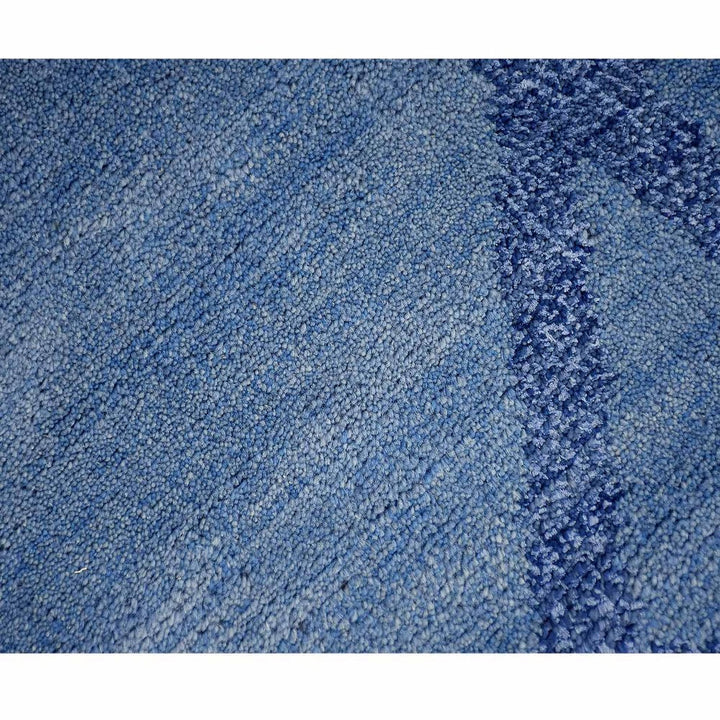 Hand Knotted Wool Area Rug Geometric Light Blue Blue N00942