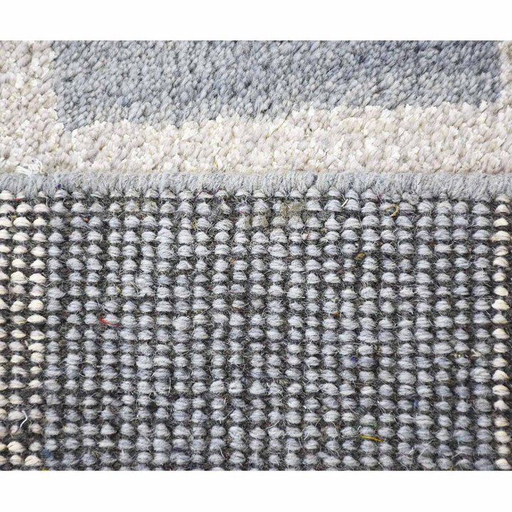 Hand Knotted Wool Area Rug Geometric Light Blue Blue N00942