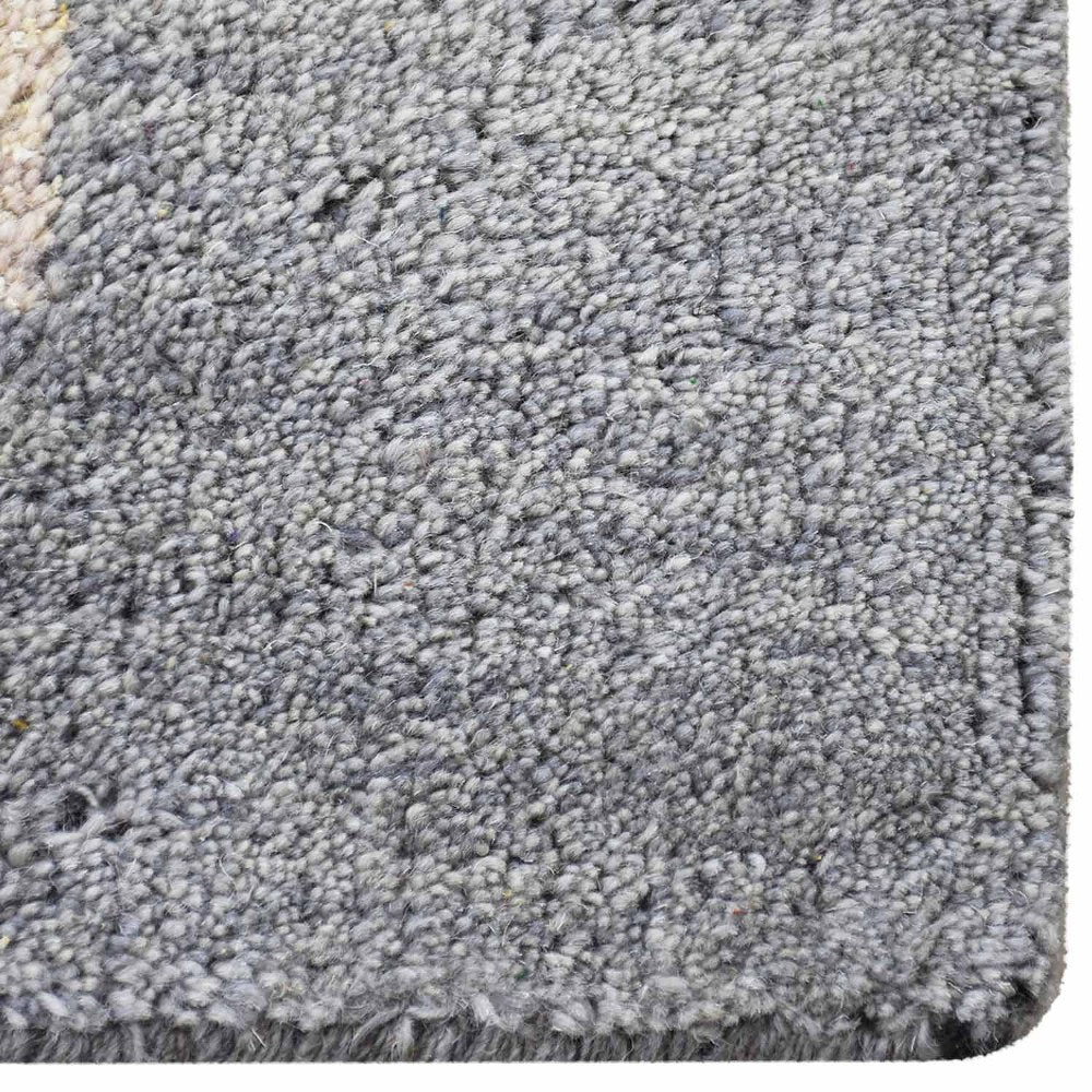 Hand Knotted Wool Area Rug Geometric Light Blue Blue N00942