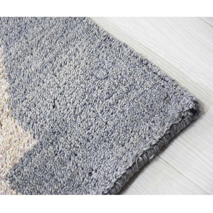 Hand Knotted Wool Area Rug Geometric Light Blue Blue N00942