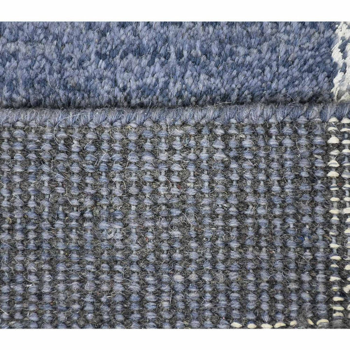 Hand Knotted Wool Area Rug Geometric Light Blue Blue N00942