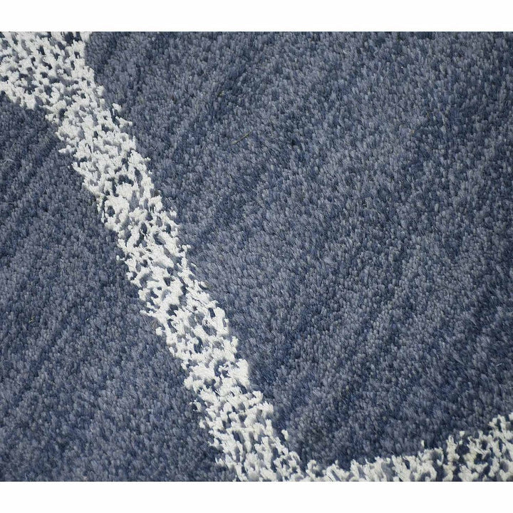Hand Knotted Wool Area Rug Geometric Light Blue Blue N00942