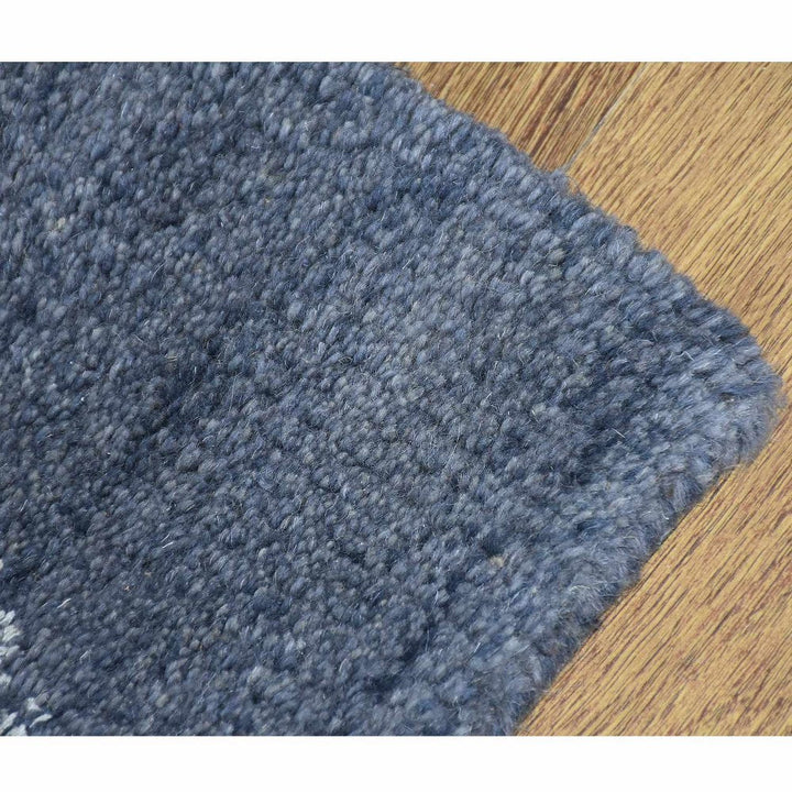 Hand Knotted Wool Area Rug Geometric Light Blue Blue N00942