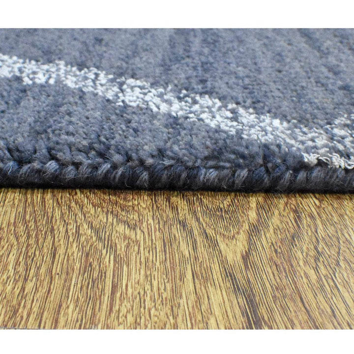 Hand Knotted Wool Area Rug Geometric Light Blue Blue N00942