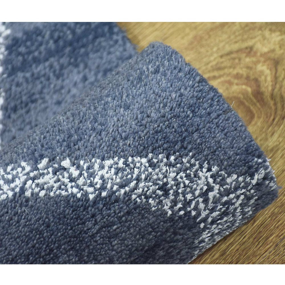 Hand Knotted Wool Area Rug Geometric Light Blue Blue N00942