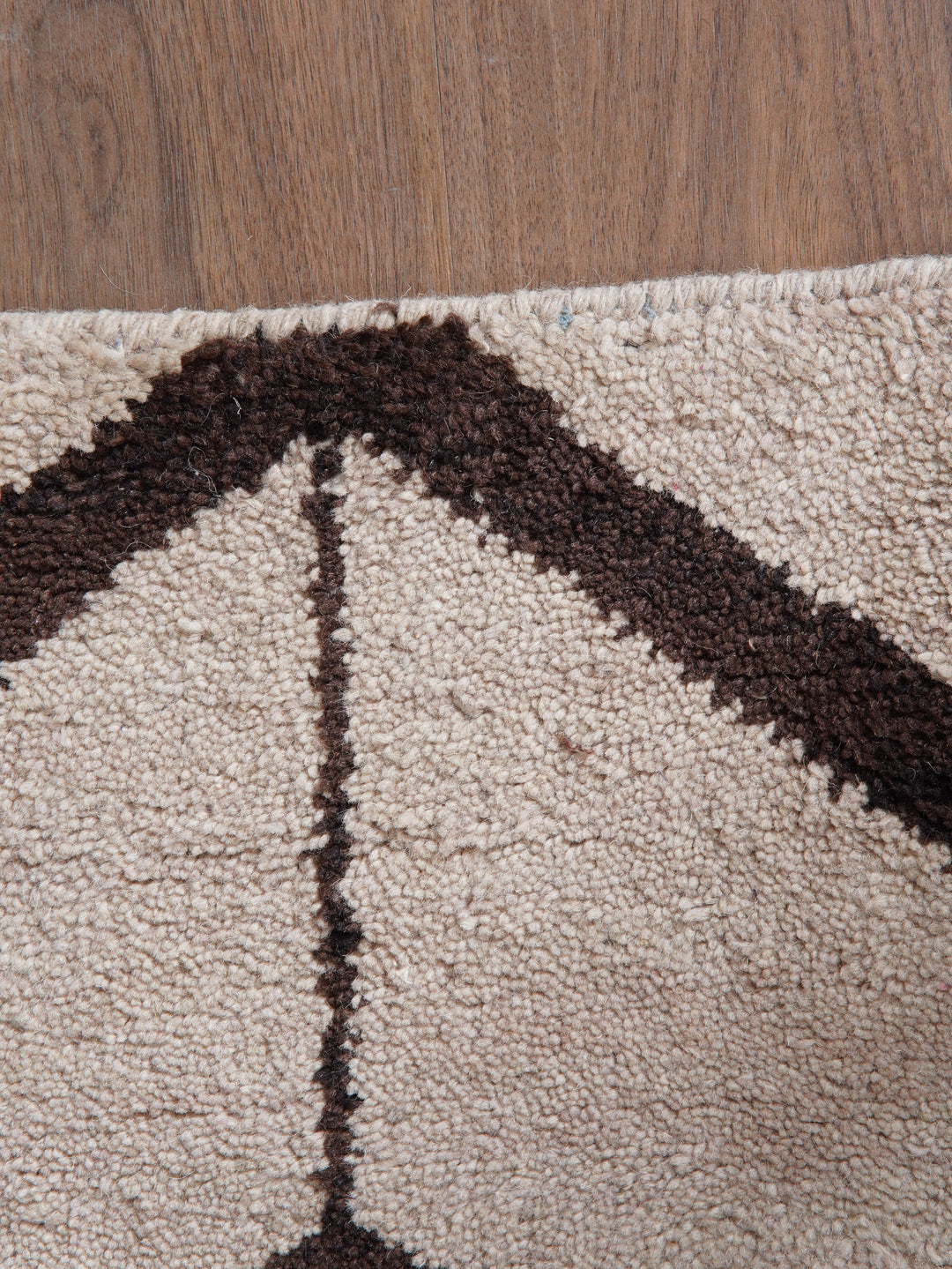 Hand Knotted Wool Area Rug Geometric Beige Brown N01052