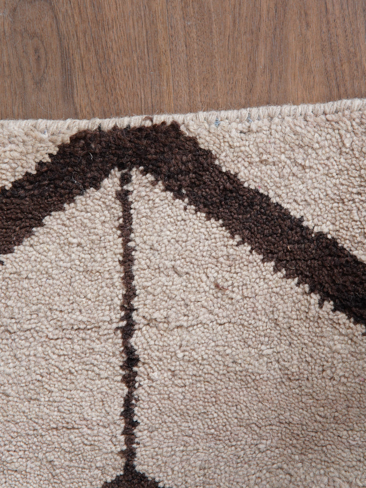 Hand Knotted Wool Area Rug Geometric Beige Brown N01052