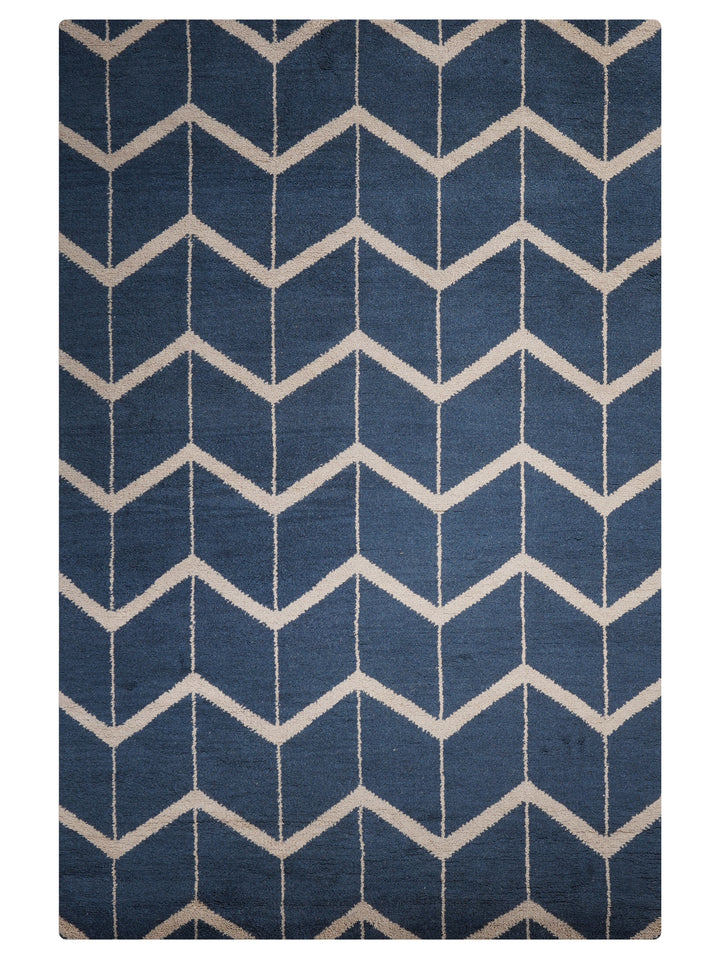 Hand Knotted Wool Area Rug Geometric Beige Brown N01052