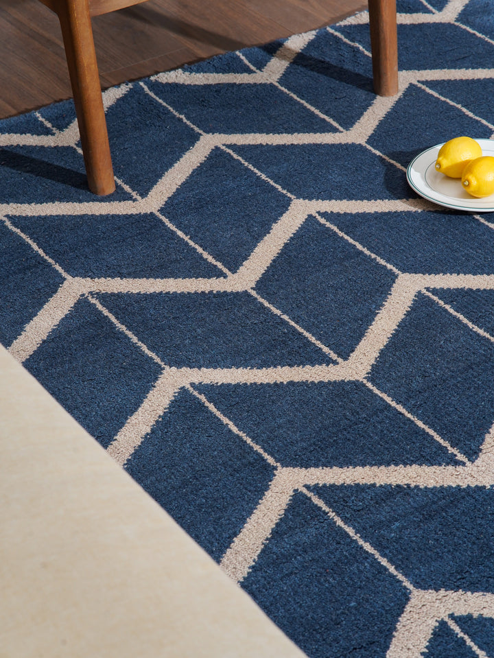 Hand Knotted Wool Area Rug Geometric Beige Brown N01052