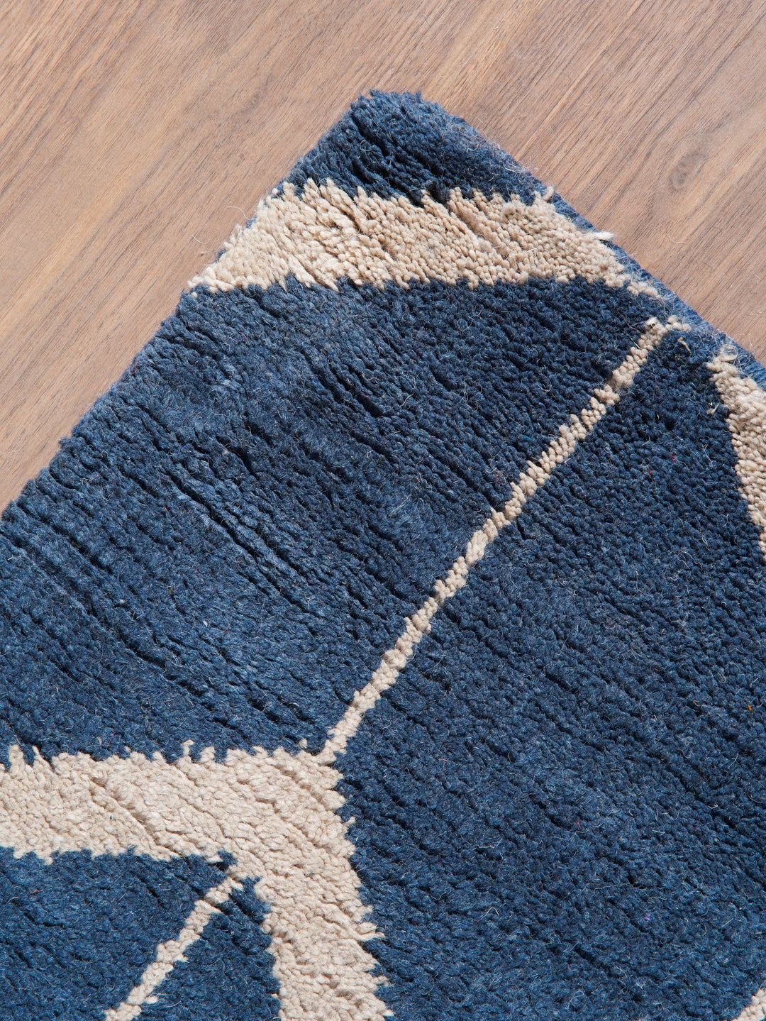 Hand Knotted Wool Area Rug Geometric Beige Brown N01052