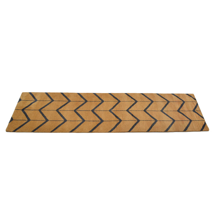 Hand Knotted Wool Area Rug Geometric Beige Brown N01052