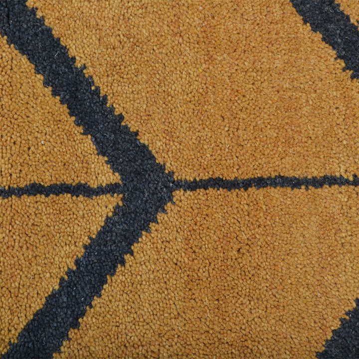Hand Knotted Wool Area Rug Geometric Beige Brown N01052