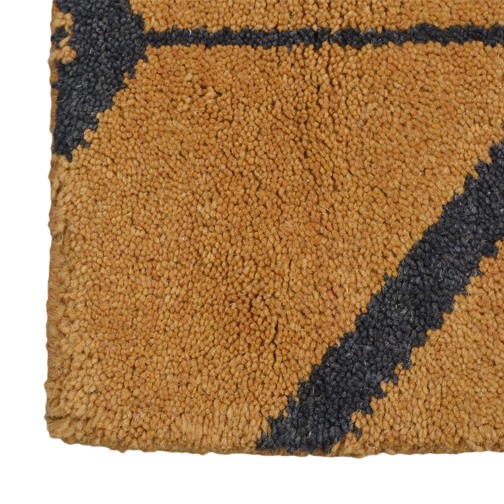 Hand Knotted Wool Area Rug Geometric Beige Brown N01052
