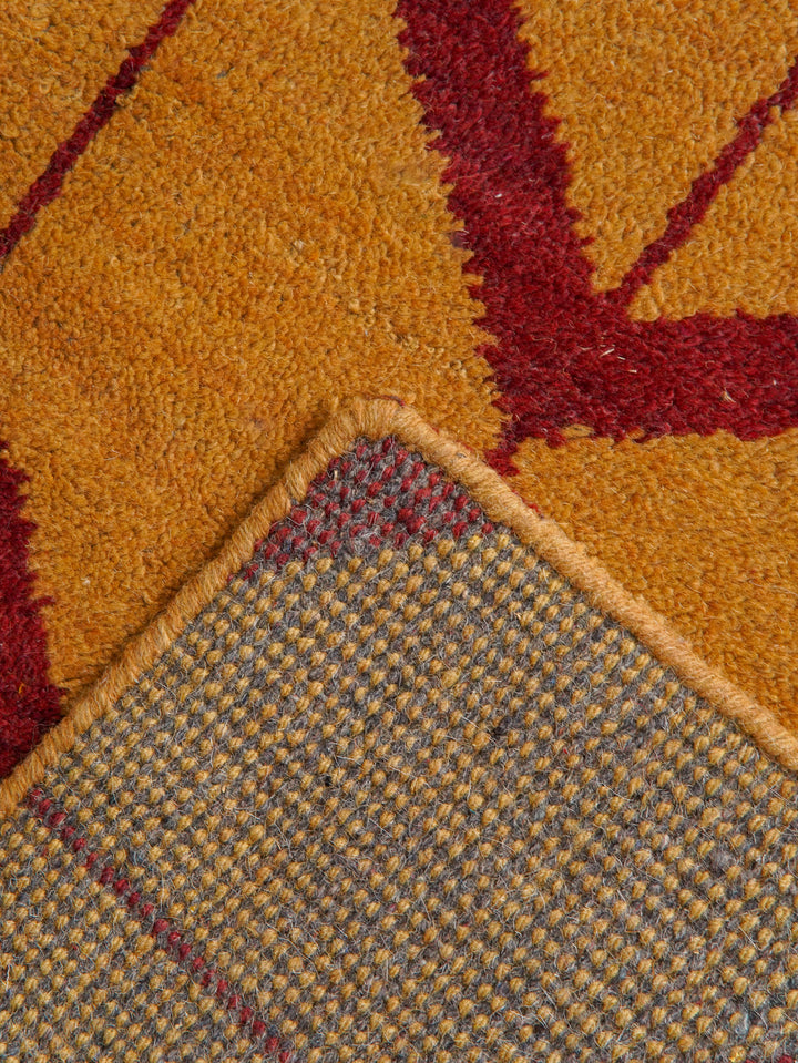 Hand Knotted Wool Area Rug Geometric Beige Brown N01052