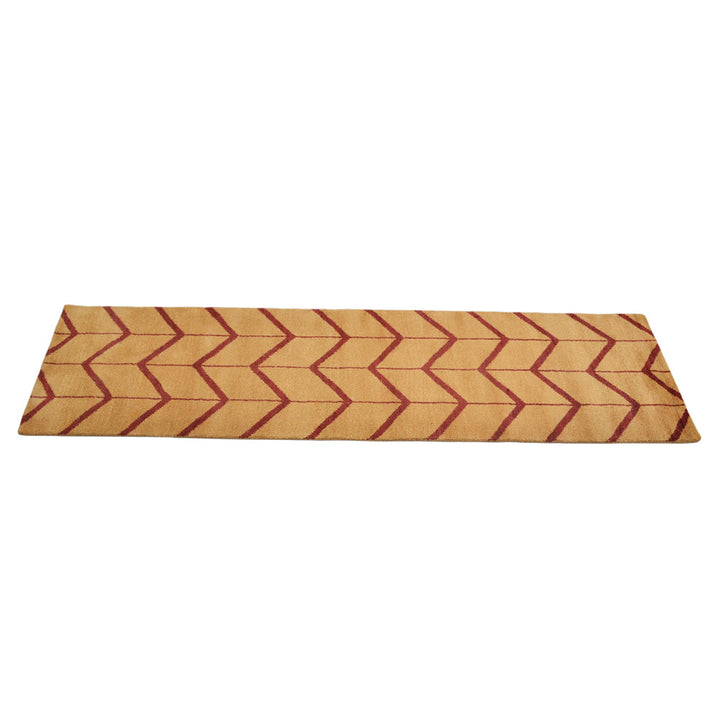 Hand Knotted Wool Area Rug Geometric Beige Brown N01052