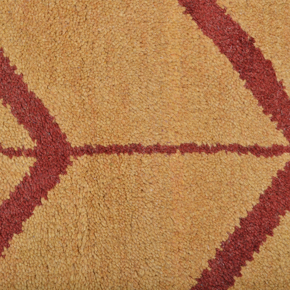 Hand Knotted Wool Area Rug Geometric Beige Brown N01052