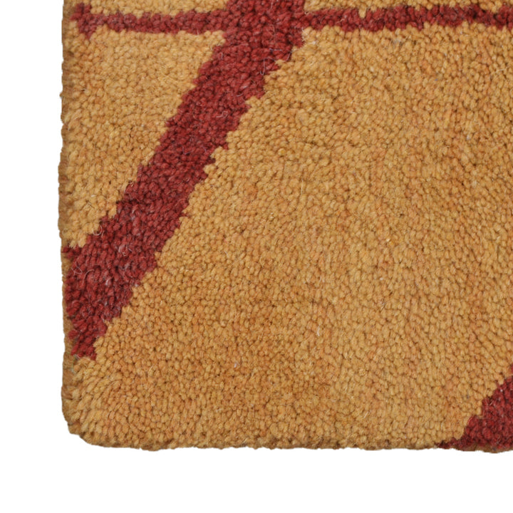 Hand Knotted Wool Area Rug Geometric Beige Brown N01052