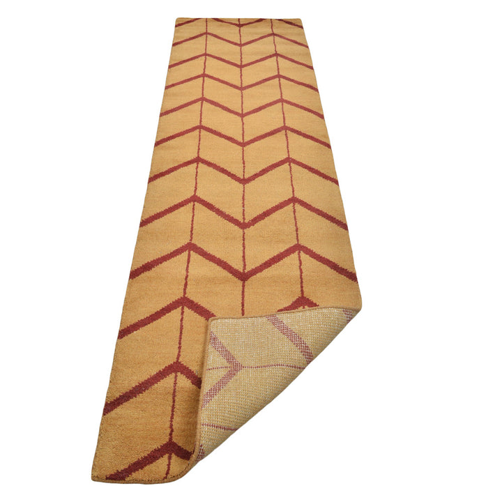 Hand Knotted Wool Area Rug Geometric Beige Brown N01052