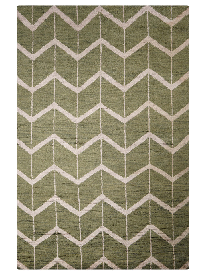 Hand Knotted Wool Area Rug Geometric Beige Brown N01052